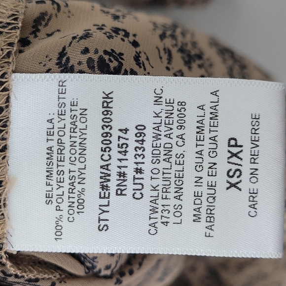 Pleione Lace Trim Blouse Chiffon Smocked Cuffs Keyhole Back Sheer Size XS - Picture 9 of 11